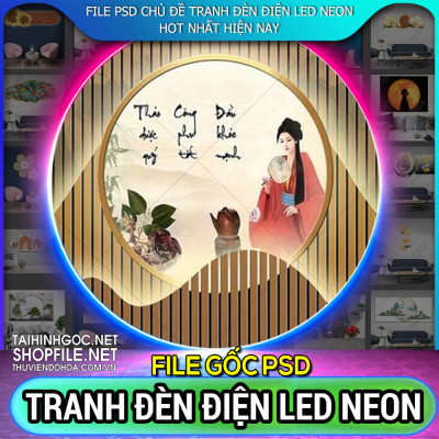 File psd tranh Đèn Điện Led Neon, Lam Sóng 2023